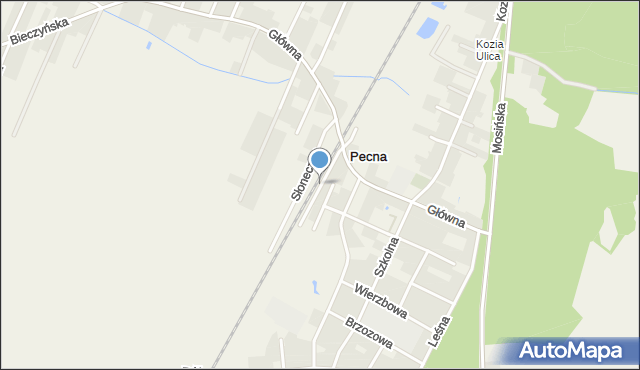 Pecna, Dworcowa, mapa Pecna