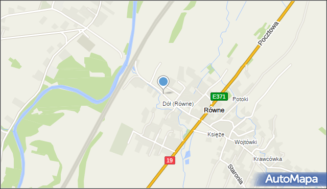 Równe gmina Dukla, Dworska, mapa Równe gmina Dukla