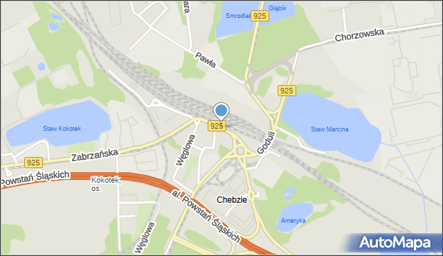Ruda Śląska, Dworcowa, mapa Rudy Śląskiej
