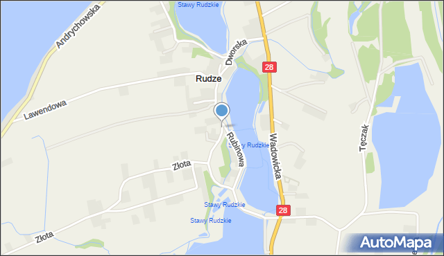 Rudze, Dworska, mapa Rudze