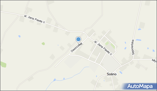 Sośno, Dworcowa, mapa Sośno