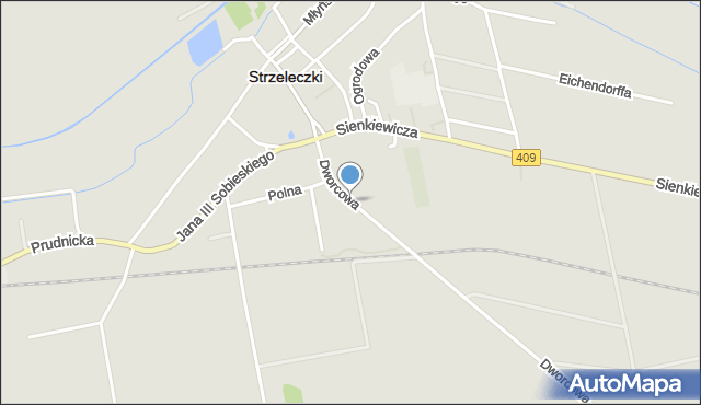 Strzeleczki, Dworcowa, mapa Strzeleczki