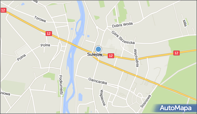 Sulejów powiat piotrkowski, Dworcowa, mapa Sulejów powiat piotrkowski