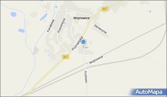 Wojnowice gmina Opalenica, Dworcowa, mapa Wojnowice gmina Opalenica