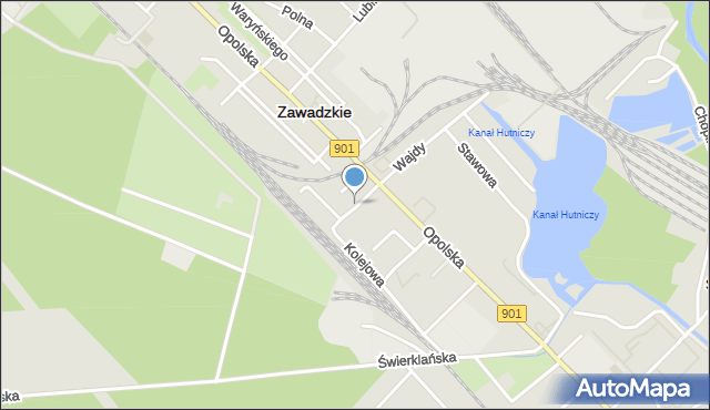 Zawadzkie, Dworcowa, mapa Zawadzkie
