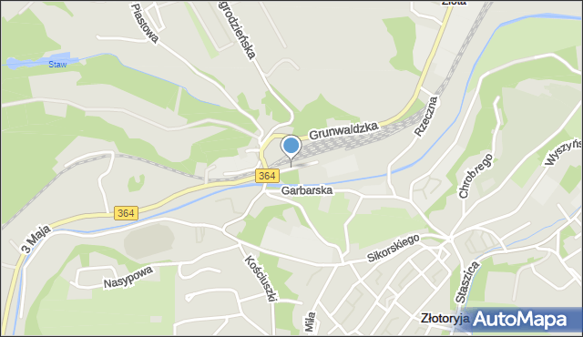 Złotoryja, Dworcowa, mapa Złotoryja