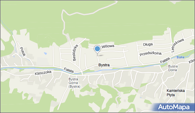 Bystra gmina Wilkowice, Działkowa, mapa Bystra gmina Wilkowice