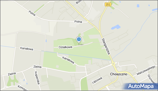 Choszczno, Działkowa, mapa Choszczno