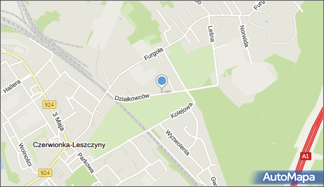 Czerwionka-Leszczyny, Działkowców, mapa Czerwionka-Leszczyny