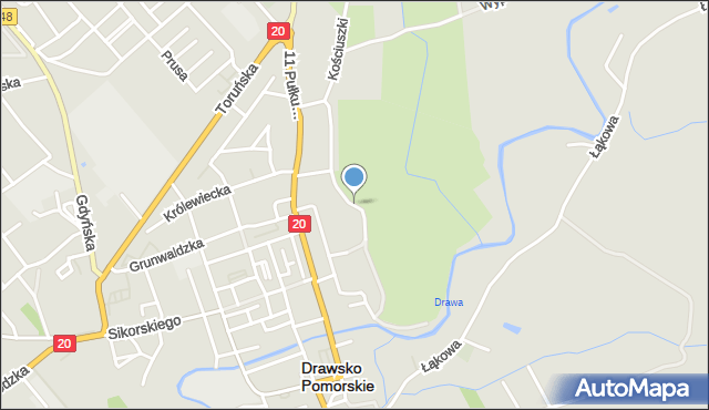 Drawsko Pomorskie, Działkowca, mapa Drawsko Pomorskie