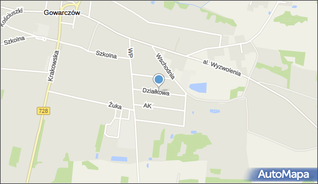 Gowarczów, Działkowa, mapa Gowarczów