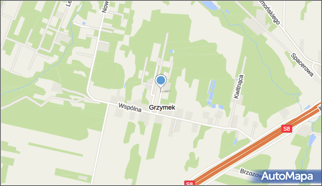 Grzymek, Działkowa, mapa Grzymek