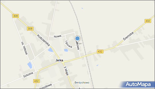 Jerka, Działkowa, mapa Jerka