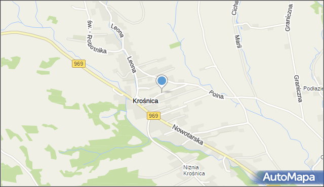 Krośnica gmina Krościenko nad Dunajcem, Dziołki, mapa Krośnica gmina Krościenko nad Dunajcem