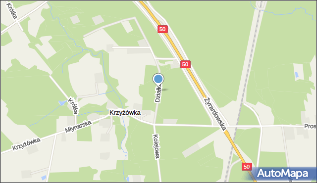 Krzyżówka gmina Radziejowice, Działkowa, mapa Krzyżówka gmina Radziejowice