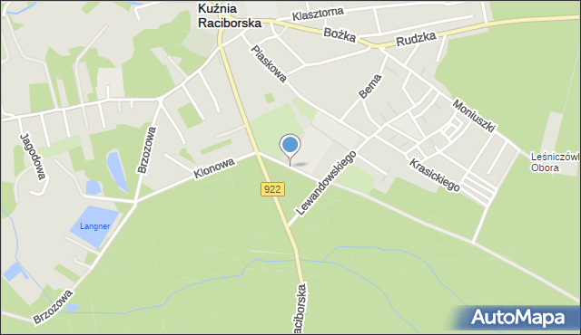 Kuźnia Raciborska, Działkowców, mapa Kuźnia Raciborska