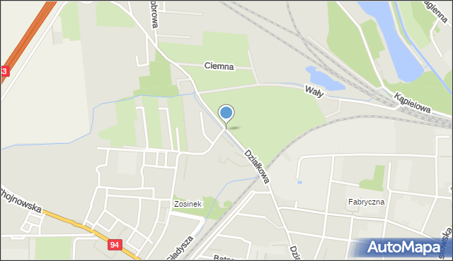 Legnica, Działkowa, mapa Legnicy