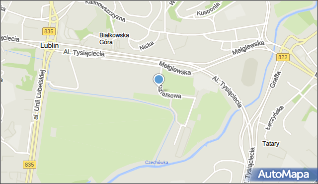 Lublin, Działkowa, mapa Lublina