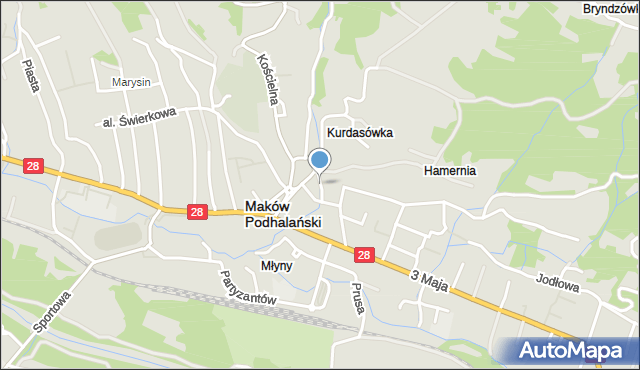 Maków Podhalański, Dźwigońskiego Franciszka, ks., mapa Maków Podhalański