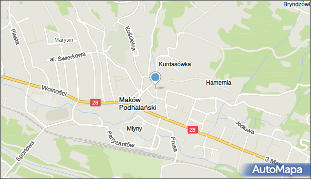 Maków Podhalański, Dźwigońskiego Franciszka, ks., mapa Maków Podhalański