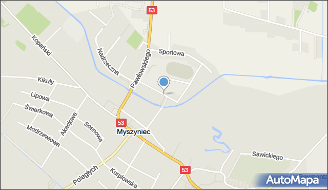 Myszyniec, Dzieci Polskich, mapa Myszyniec