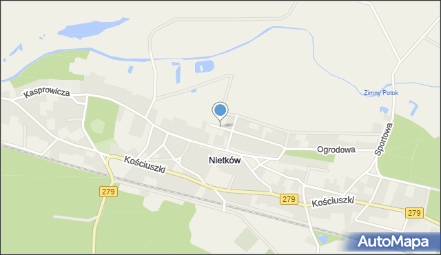 Nietków, Działkowa, mapa Nietków