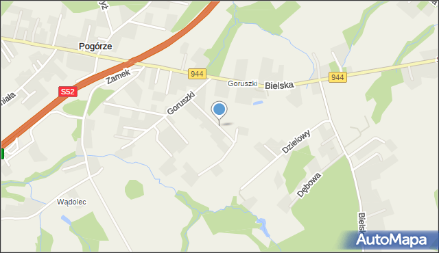 Pogórze gmina Skoczów, Dzielowy, mapa Pogórze gmina Skoczów