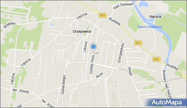 Rybnik, Dzikiej Róży, mapa Rybnika