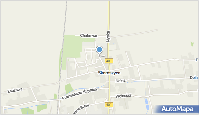 Skoroszyce, Działkowa, mapa Skoroszyce