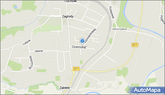 Tuchów, Dzierżona Jana, ks., mapa Tuchów