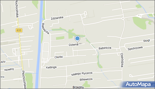 Warszawa, Dziwna, mapa Warszawy