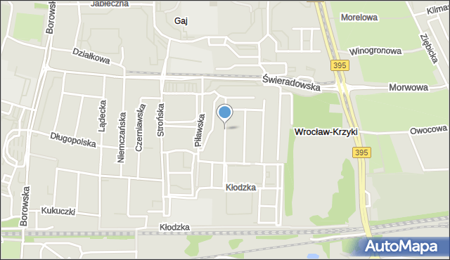 Wrocław, Dzierżoniowska, mapa Wrocławia