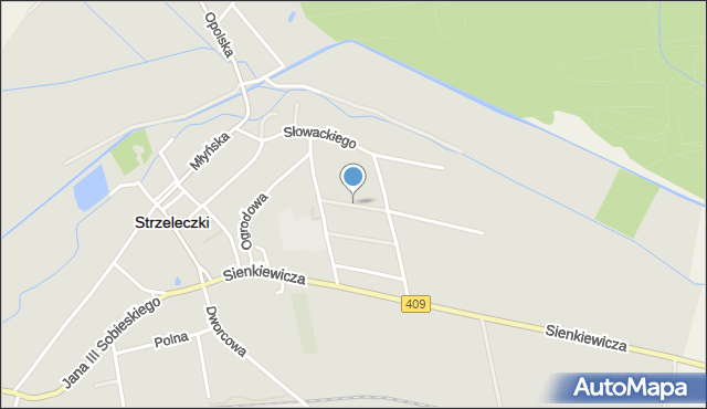 Strzeleczki, Eichendorffa, mapa Strzeleczki