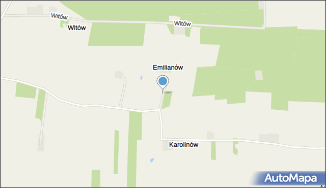 Emilianów gmina Dalików, Emilianów, mapa Emilianów gmina Dalików