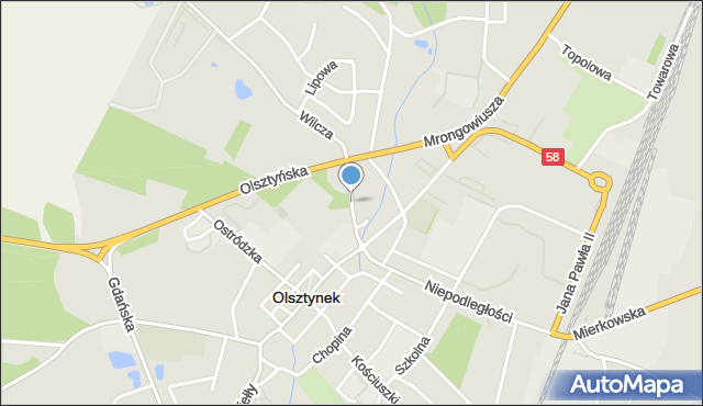 Olsztynek, Emila von Behringa, mapa Olsztynek