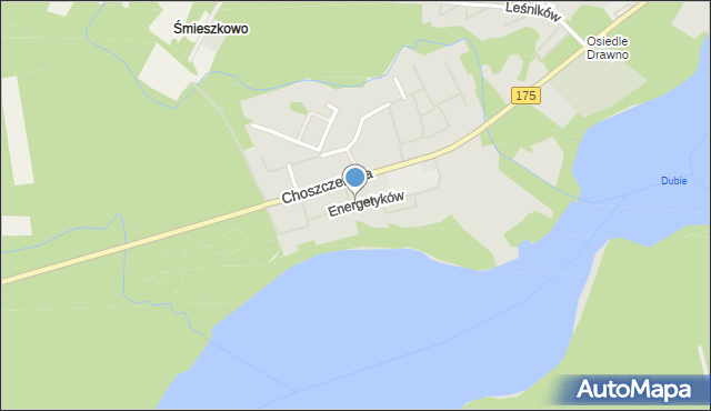 Drawno, Energetyków, mapa Drawno