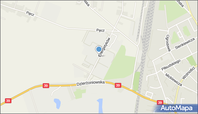 Pęcz, Energetyków, mapa Pęcz