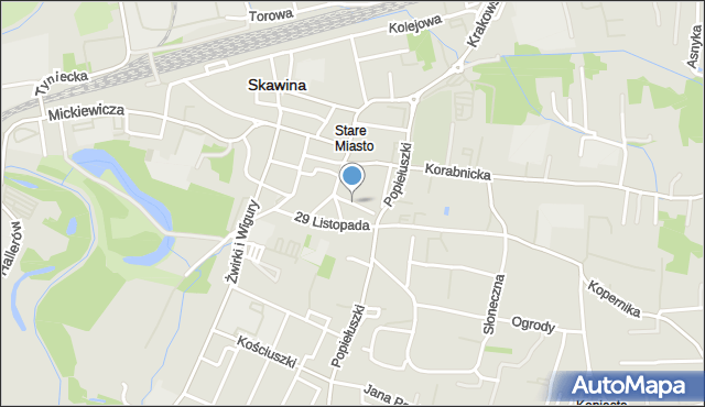 Skawina, Estery, mapa Skawina