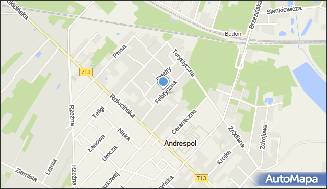 Andrespol, Fabryczna, mapa Andrespol