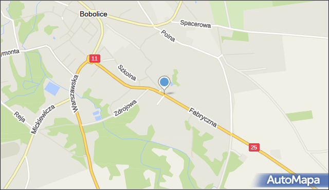 Bobolice powiat koszaliński, Fabryczna, mapa Bobolice powiat koszaliński