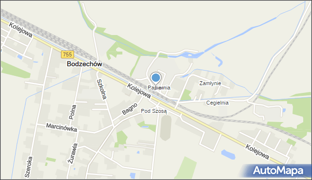 Bodzechów, Fabryczna, mapa Bodzechów