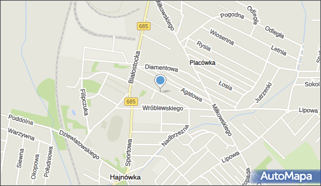 Hajnówka, Fabryczna, mapa Hajnówka