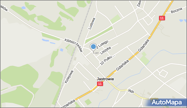 Jastrowie, Fabryczna, mapa Jastrowie