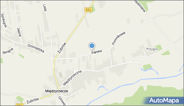 Międzyrzecze gmina Bojszowy, Farska, mapa Międzyrzecze gmina Bojszowy