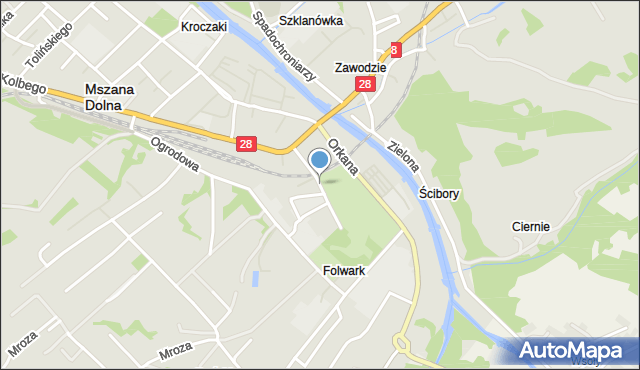Mszana Dolna, Fabryczna, mapa Mszana Dolna