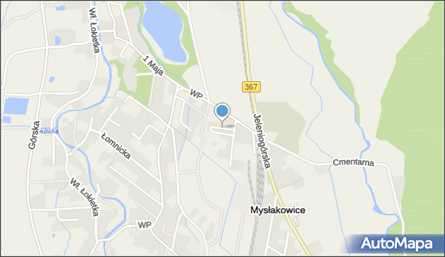 Mysłakowice, Fabryczna, mapa Mysłakowice