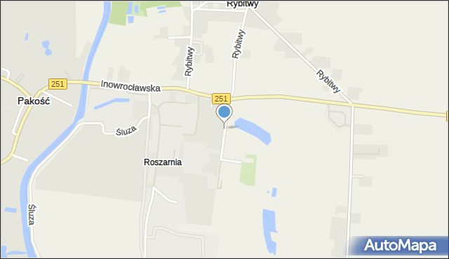 Pakość powiat inowrocławski, Fabryczna, mapa Pakość powiat inowrocławski