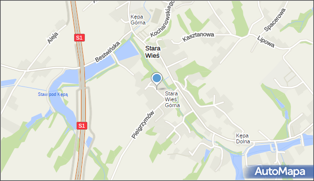 Stara Wieś gmina Wilamowice, Familijna, mapa Stara Wieś gmina Wilamowice