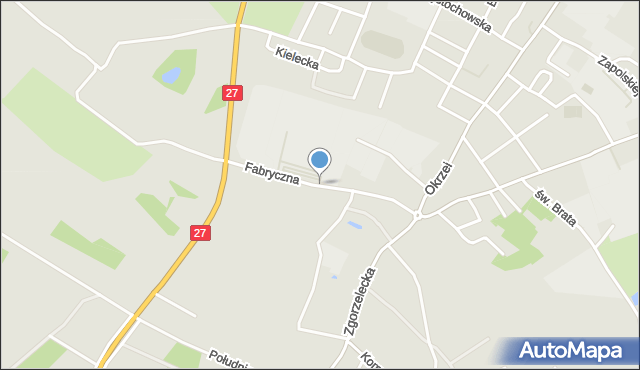 Żary, Fabryczna, mapa Żary