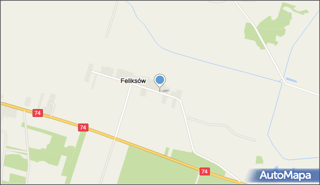 Feliksów gmina Paradyż, Feliksów, mapa Feliksów gmina Paradyż
